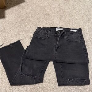 Frayed Frame Le High Straight Black Wash